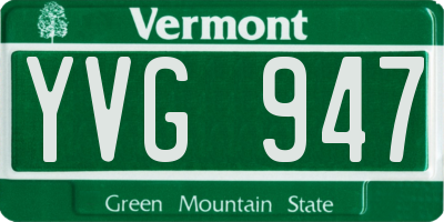 VT license plate YVG947