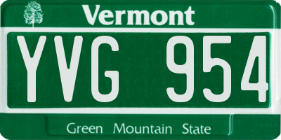 VT license plate YVG954