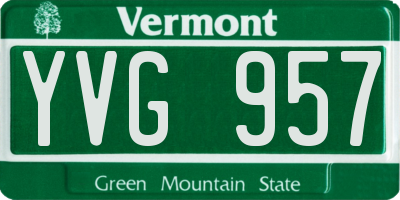 VT license plate YVG957
