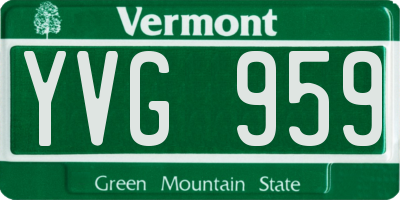 VT license plate YVG959