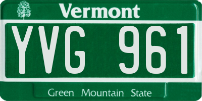 VT license plate YVG961
