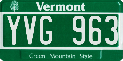 VT license plate YVG963