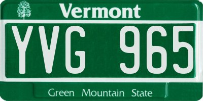 VT license plate YVG965