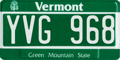 VT license plate YVG968