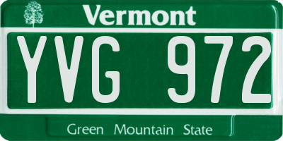 VT license plate YVG972