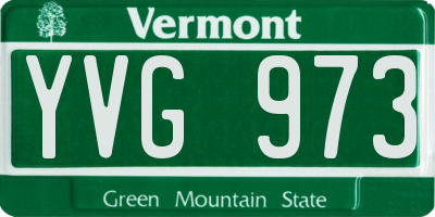 VT license plate YVG973
