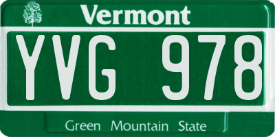 VT license plate YVG978