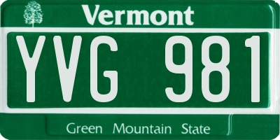 VT license plate YVG981