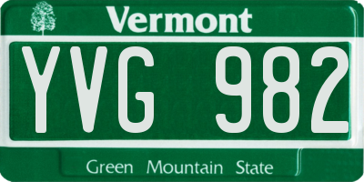 VT license plate YVG982