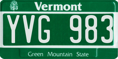 VT license plate YVG983