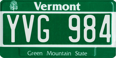 VT license plate YVG984
