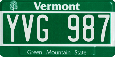 VT license plate YVG987