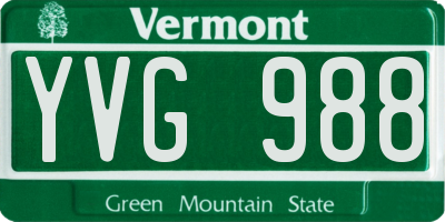 VT license plate YVG988