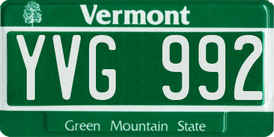 VT license plate YVG992
