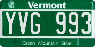VT license plate YVG993