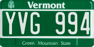 VT license plate YVG994