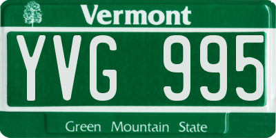 VT license plate YVG995