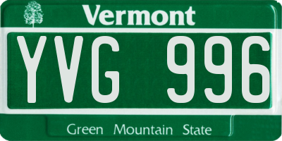 VT license plate YVG996