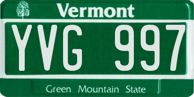 VT license plate YVG997