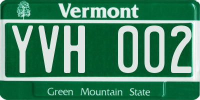 VT license plate YVH002