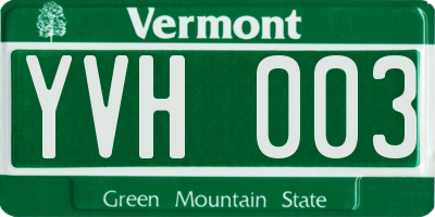 VT license plate YVH003
