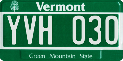 VT license plate YVH030