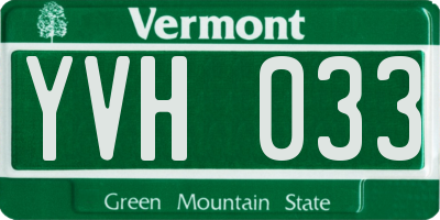 VT license plate YVH033