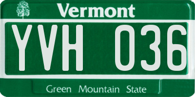 VT license plate YVH036