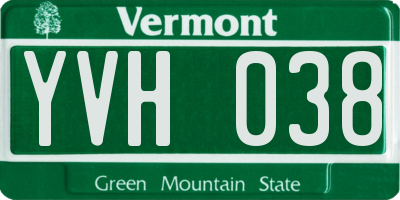 VT license plate YVH038
