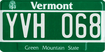 VT license plate YVH068