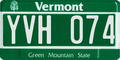 VT license plate YVH074