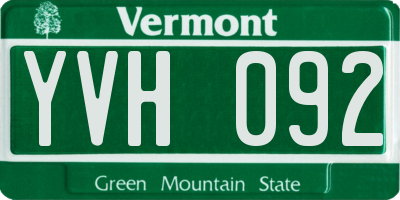 VT license plate YVH092