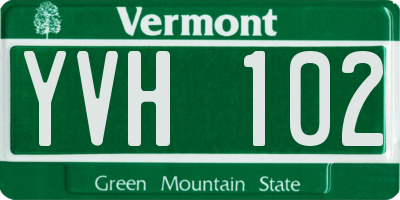 VT license plate YVH102