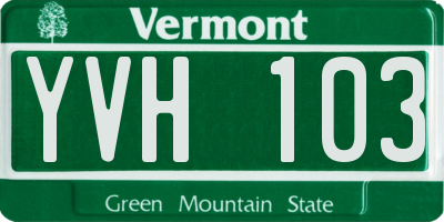 VT license plate YVH103