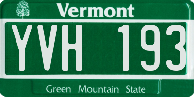 VT license plate YVH193