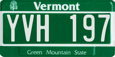 VT license plate YVH197