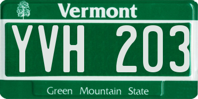 VT license plate YVH203