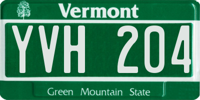 VT license plate YVH204