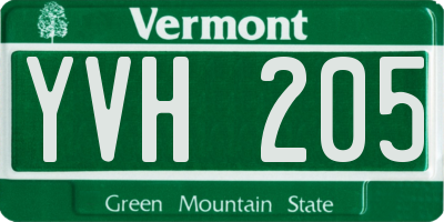 VT license plate YVH205