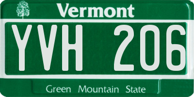 VT license plate YVH206