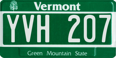 VT license plate YVH207