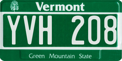 VT license plate YVH208