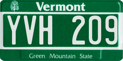 VT license plate YVH209