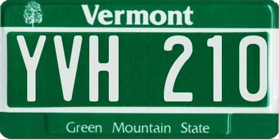 VT license plate YVH210