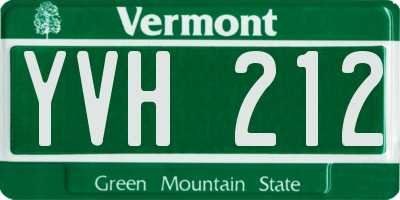 VT license plate YVH212