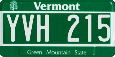 VT license plate YVH215