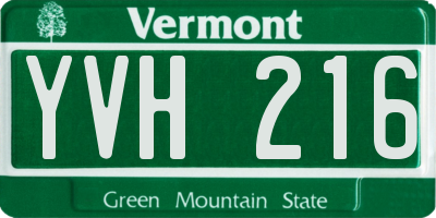 VT license plate YVH216
