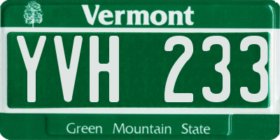 VT license plate YVH233