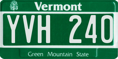 VT license plate YVH240