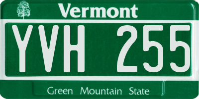 VT license plate YVH255